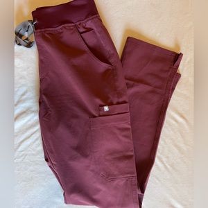 Figs High Waist Yola Small Tall Bottoms Dark Cherry